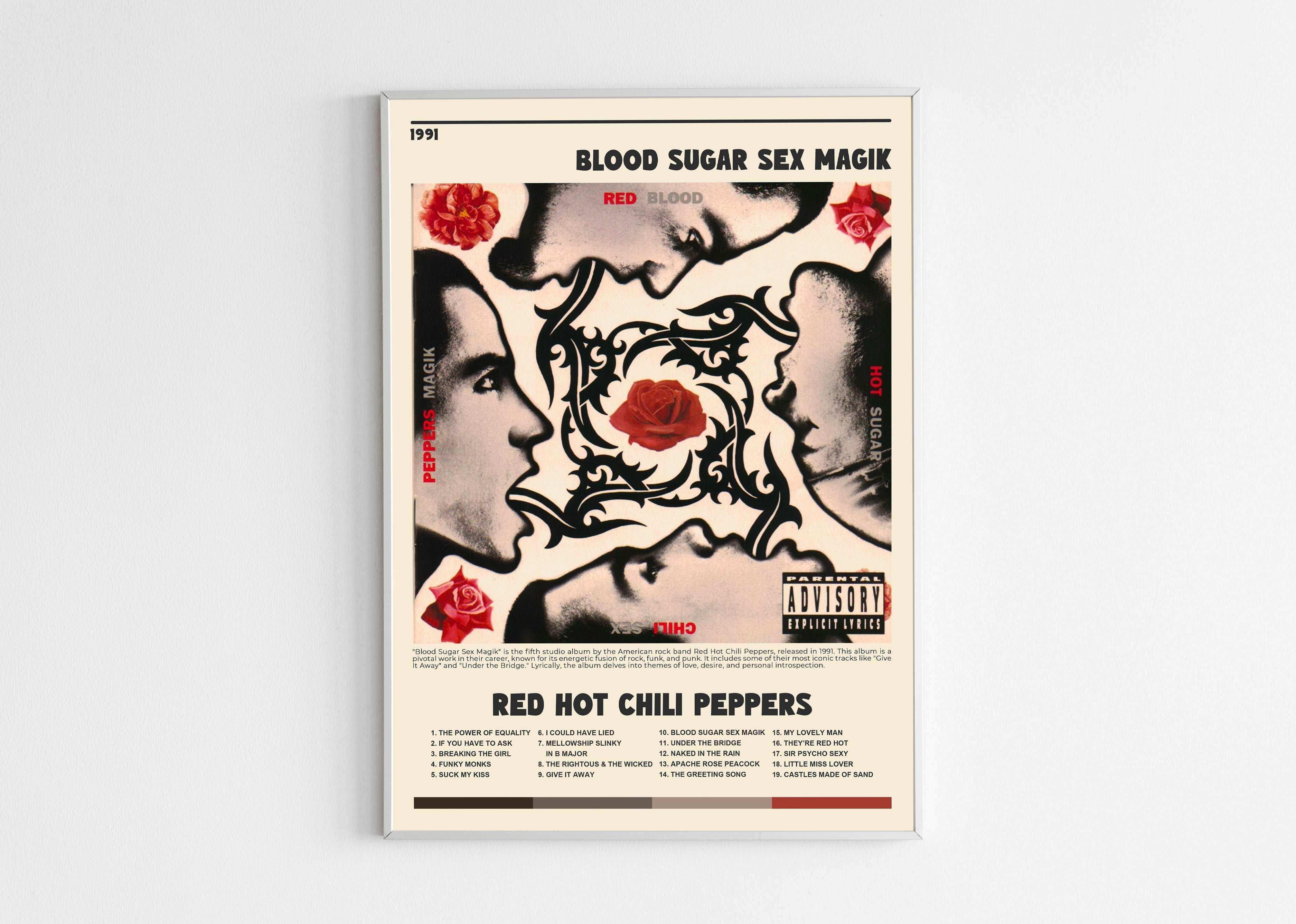 Affiche encadrée Red Hot Chili Peppers Blood Sugar Sex Magik, fait en France, livraison gratuite 48h, cadeau idéal pour Noël
