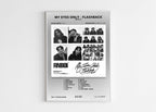 Poster de l'album My Eyes Only Flashback de RnBoi avec un cadre noir moderne sur un fond blanc neutre.